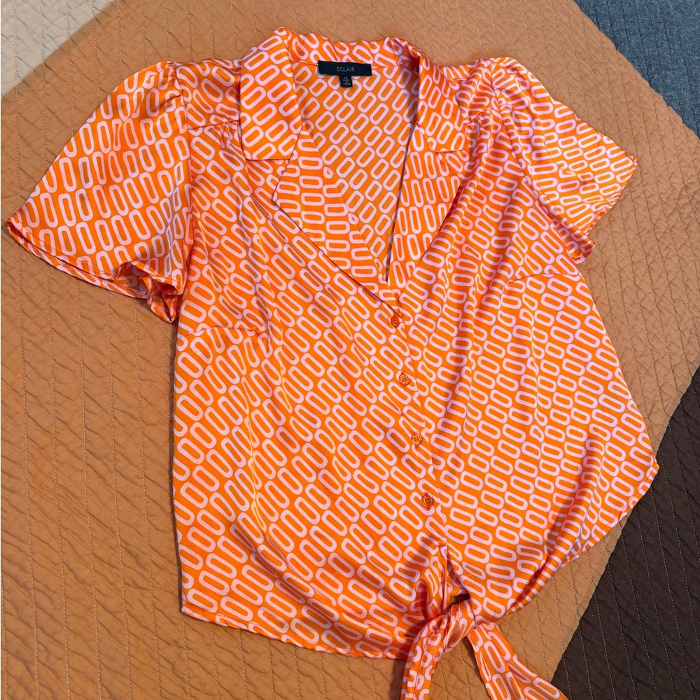 Orange Patterned Women's Top